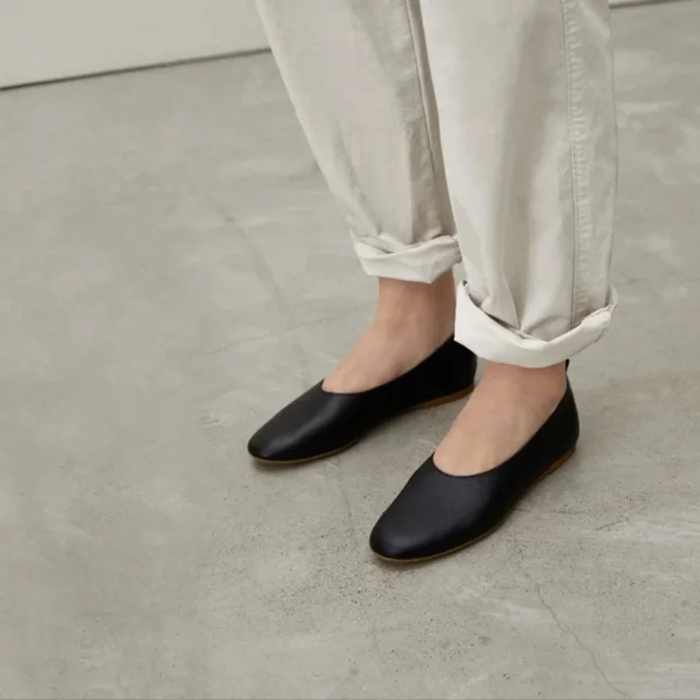 Everlane The Day Glove Flats in Black Leather Size 10.5 - Picture 1 of 8